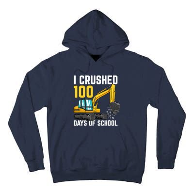 I Crushed 100 Days Of School Boy Excavator Tall Hoodie