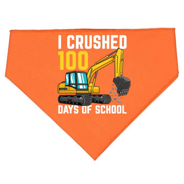 I Crushed 100 Days Of School Boy Excavator USA-Made Doggie Bandana