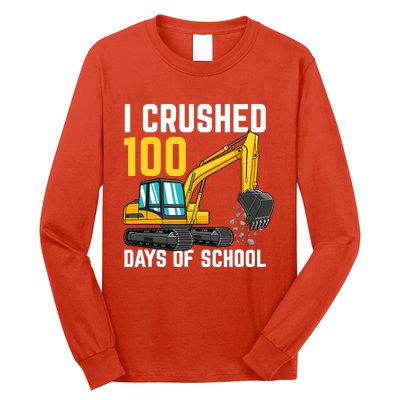 I Crushed 100 Days Of School Boy Excavator Long Sleeve Shirt