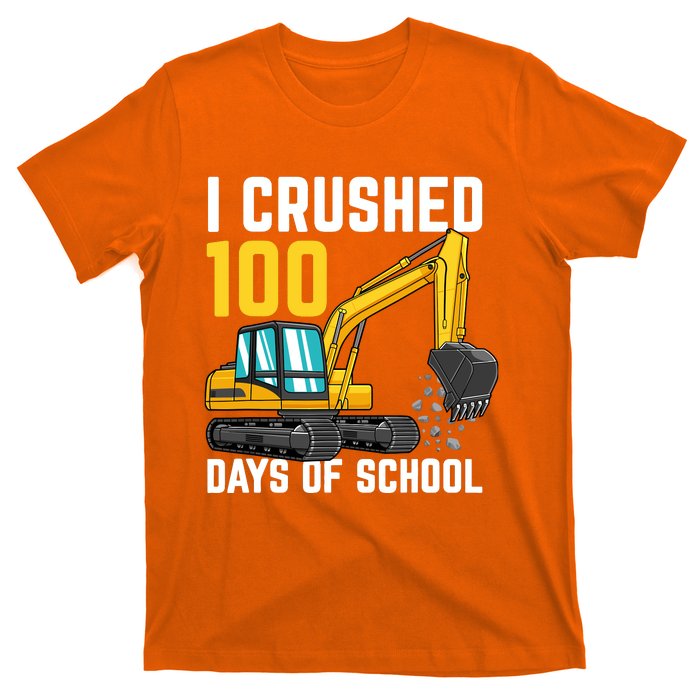 I Crushed 100 Days Of School Boy Excavator T-Shirt