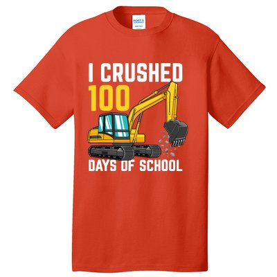 I Crushed 100 Days Of School Boy Excavator Tall T-Shirt