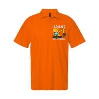 I Crushed 100 Days Of School Boy Excavator Softstyle Adult Sport Polo