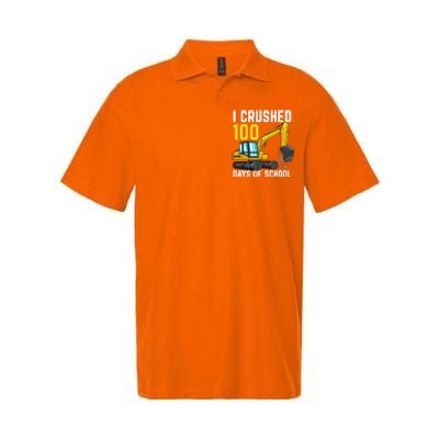 I Crushed 100 Days Of School Boy Excavator Softstyle Adult Sport Polo