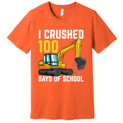 I Crushed 100 Days Of School Boy Excavator Premium T-Shirt