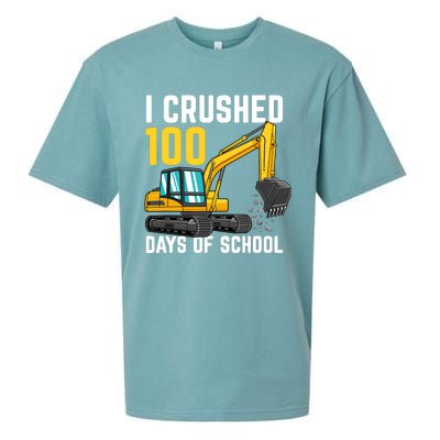 I Crushed 100 Days Of School Boy Excavator Sueded Cloud Jersey T-Shirt