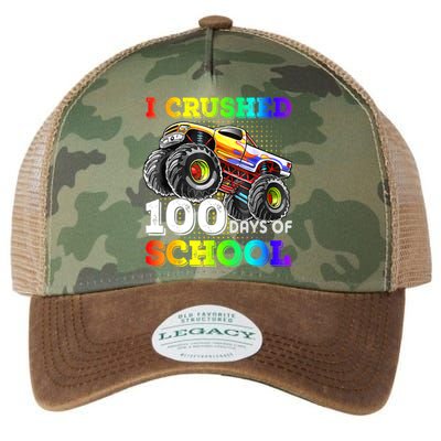 I Crushed 100 Days Of School Monster Truck For Legacy Tie Dye Trucker Hat