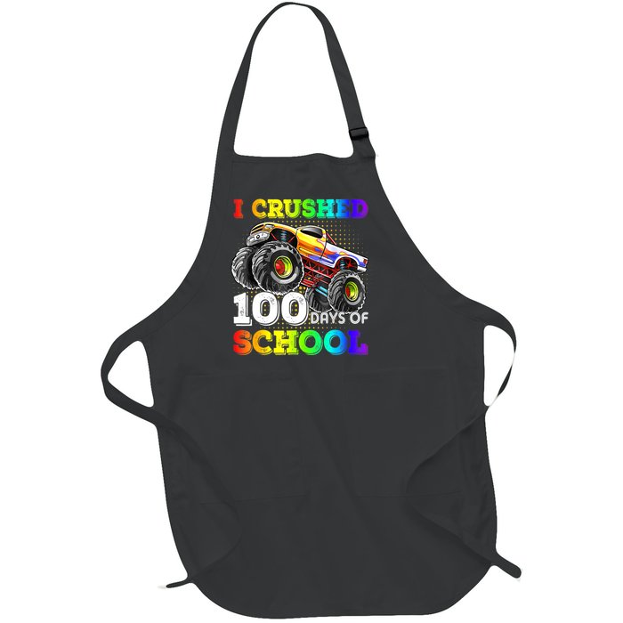 I Crushed 100 Days Of School Monster Truck For Full-Length Apron With Pockets