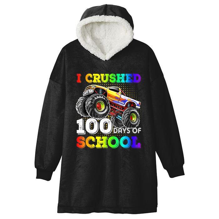 I Crushed 100 Days Of School Monster Truck For Hooded Wearable Blanket