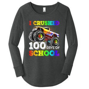 I Crushed 100 Days Of School Monster Truck For Women's Perfect Tri Tunic Long Sleeve Shirt