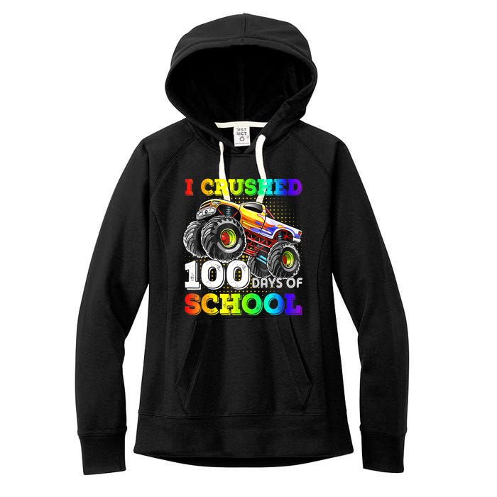 I Crushed 100 Days Of School Monster Truck For Women's Fleece Hoodie