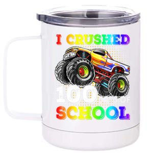 I Crushed 100 Days Of School Monster Truck For 12 oz Stainless Steel Tumbler Cup