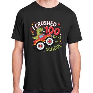 I Crushed 100 Days Of School Dinosaur Monster Truck Boy Adult ChromaSoft Performance T-Shirt