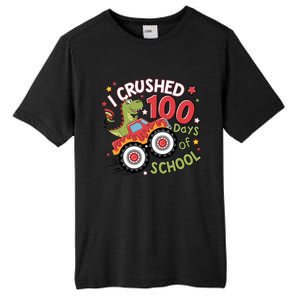 I Crushed 100 Days Of School Dinosaur Monster Truck Boy Tall Fusion ChromaSoft Performance T-Shirt