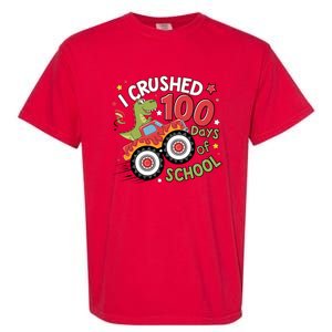 I Crushed 100 Days Of School Dinosaur Monster Truck Boy Garment-Dyed Heavyweight T-Shirt