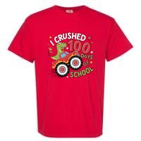 I Crushed 100 Days Of School Dinosaur Monster Truck Boy Garment-Dyed Heavyweight T-Shirt