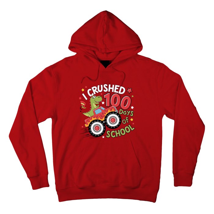 I Crushed 100 Days Of School Dinosaur Monster Truck Boy Hoodie