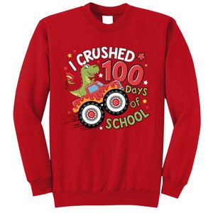 I Crushed 100 Days Of School Dinosaur Monster Truck Boy Sweatshirt