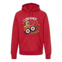 I Crushed 100 Days Of School Dinosaur Monster Truck Boy Premium Hoodie