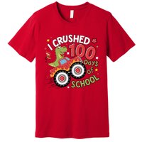 I Crushed 100 Days Of School Dinosaur Monster Truck Boy Premium T-Shirt