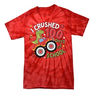 I Crushed 100 Days Of School Dinosaur Monster Truck Boy Tie-Dye T-Shirt