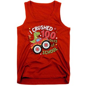 I Crushed 100 Days Of School Dinosaur Monster Truck Boy Tank Top