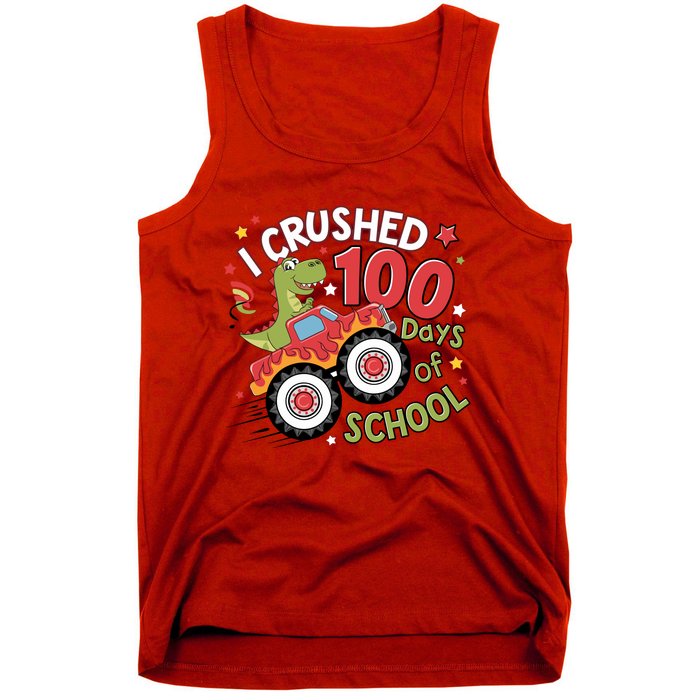 I Crushed 100 Days Of School Dinosaur Monster Truck Boy Tank Top