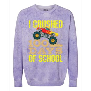 I Crushed 100 Days Of School Monster Truck Colorblast Crewneck Sweatshirt