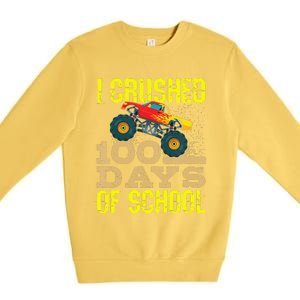 I Crushed 100 Days Of School Monster Truck Premium Crewneck Sweatshirt