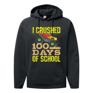 I Crushed 100 Days Of School Monster Truck Performance Fleece Hoodie