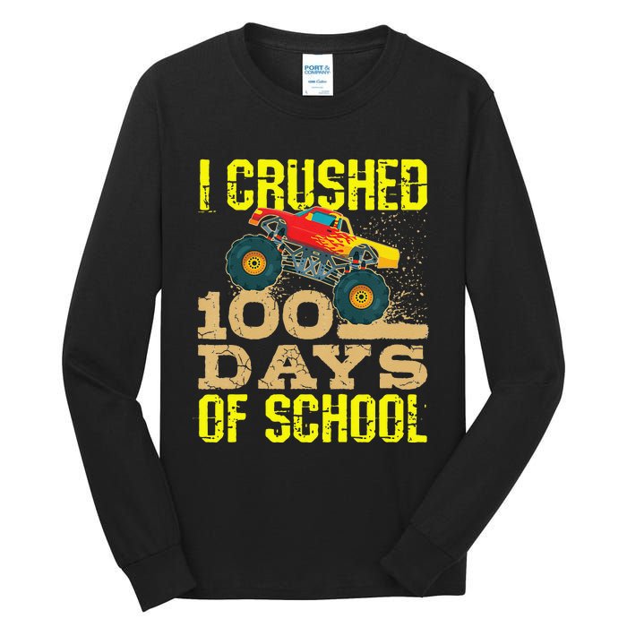 I Crushed 100 Days Of School Monster Truck Tall Long Sleeve T-Shirt