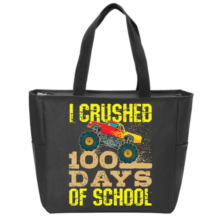 I Crushed 100 Days Of School Monster Truck Zip Tote Bag