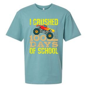 I Crushed 100 Days Of School Monster Truck Sueded Cloud Jersey T-Shirt