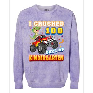 I Crushed 100 Days Of Kindergarten 100th Day School Monster Gift Colorblast Crewneck Sweatshirt