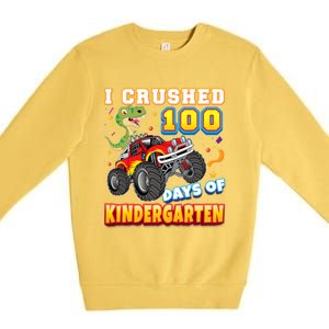 I Crushed 100 Days Of Kindergarten 100th Day School Monster Gift Premium Crewneck Sweatshirt