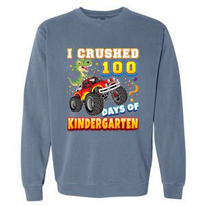 I Crushed 100 Days Of Kindergarten 100th Day School Monster Gift Garment-Dyed Sweatshirt