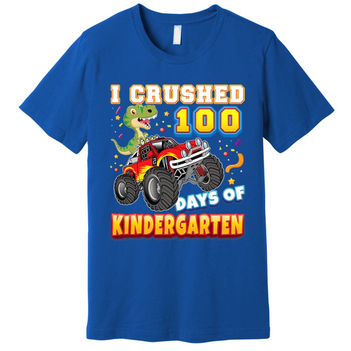 I Crushed 100 Days Of Kindergarten 100th Day School Monster Gift Premium T-Shirt