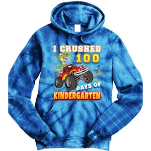 I Crushed 100 Days Of Kindergarten 100th Day School Monster Gift Tie Dye Hoodie