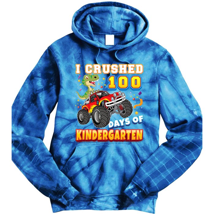 I Crushed 100 Days Of Kindergarten 100th Day School Monster Gift Tie Dye Hoodie