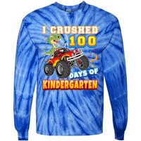 I Crushed 100 Days Of Kindergarten 100th Day School Monster Gift Tie-Dye Long Sleeve Shirt