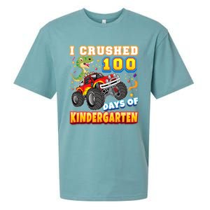 I Crushed 100 Days Of Kindergarten 100th Day School Monster Gift Sueded Cloud Jersey T-Shirt