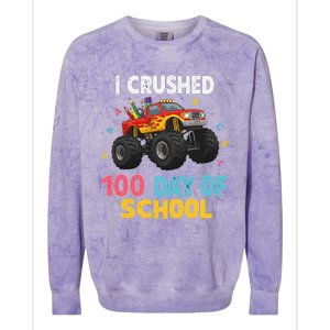 I Crushed 100 Days Of School For Monster Truck 100 Day Colorblast Crewneck Sweatshirt