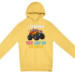 I Crushed 100 Days Of School For Monster Truck 100 Day Premium Pullover Hoodie