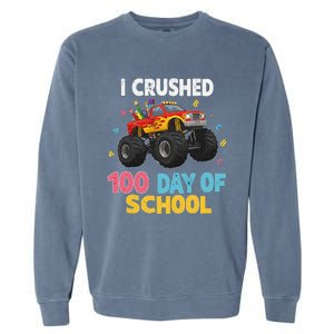 I Crushed 100 Days Of School For Monster Truck 100 Day Garment-Dyed Sweatshirt