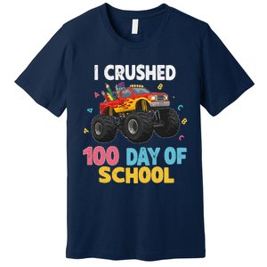 I Crushed 100 Days Of School For Monster Truck 100 Day Premium T-Shirt