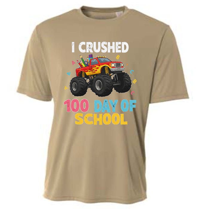 I Crushed 100 Days Of School For Monster Truck 100 Day Cooling Performance Crew T-Shirt