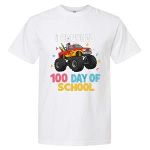 I Crushed 100 Days Of School For Monster Truck 100 Day Garment-Dyed Heavyweight T-Shirt