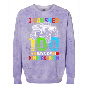 I Crushed 100 Days Of Kindergarten 100th Day Of School Funny Gift Colorblast Crewneck Sweatshirt