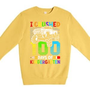 I Crushed 100 Days Of Kindergarten 100th Day Of School Funny Gift Premium Crewneck Sweatshirt