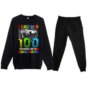 I Crushed 100 Days Of Kindergarten 100th Day Of School Funny Gift Premium Crewneck Sweatsuit Set