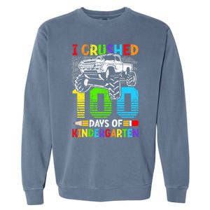 I Crushed 100 Days Of Kindergarten 100th Day Of School Funny Gift Garment-Dyed Sweatshirt